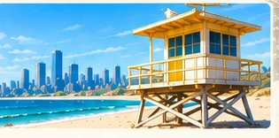 Illustrated beach scene